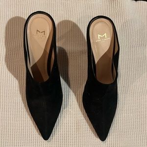 Marc Fisher Stiletto Suede Pointy Mules, black, never worn!